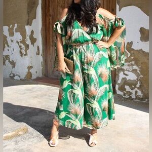 ASOS Green Print Midi Jumpsuit